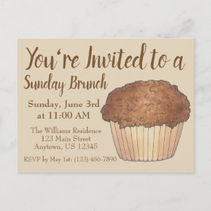 Cartão Postal De Convite Domingo Breakfast Brunch Streusel Crumb Muffin