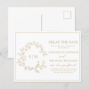 Cartão Postal De Convite Dourado Folheto - Monograma de Crest Atraso