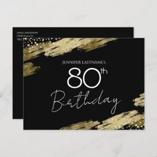Cartão-postal de Convite Dourado para Festa de ani