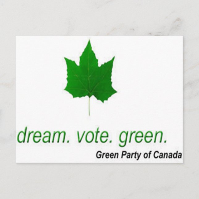 Cartão Postal De Convite Dream Vote Verde - Partido Verde do Canadá (Frente)