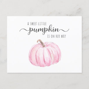Cartão Postal De Convite Drive By Pumpkin Pink Watercolor Baby Girl Chá