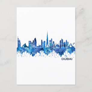 Cartão Postal De Convite Dubai UAE Skyline Blue