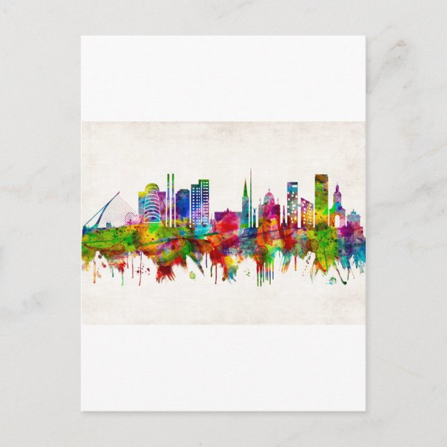 Cartão Postal De Convite Dublin Republic of Ireland Skyline (Frente)