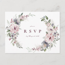 Cartão Postal De Convite Dusty rosa boho floral RSVP