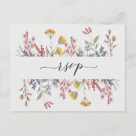 Cartão Postal De Convite Dusty Wildflower Watercolor Meal Choice Invit RSVP