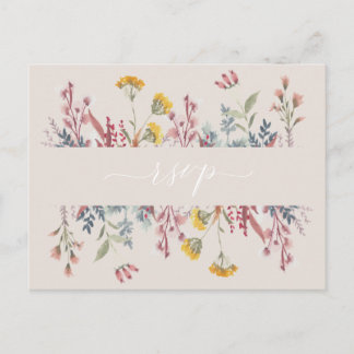 Cartão Postal De Convite Dusty Wildflower Watercolor — RSVP — Escolha das R