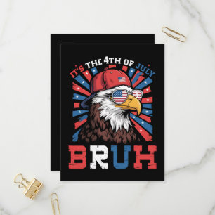 Cartão Postal De Convite É 4 De Julho Bruh Águia-Cabeluda Patriótico