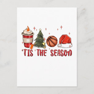 Cartão Postal De Convite É a Temporada Xmas Natal Basquetebol