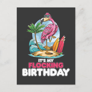 Cartão Postal De Convite É o Meu Aniversário de Revoada Flamingo
