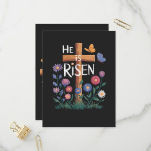 Cartão Postal De Convite Ele Ressuscitou Jesus Floral Cristão Páscoa