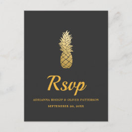 Cartão Postal De Convite Elegância Tropical | RSVP Casamento Abacaxi