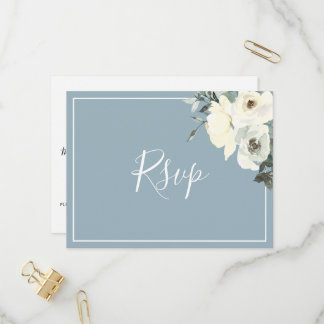 Cartão Postal De Convite Elegant Dusty Blue RSVP Postcard with Meal Choice