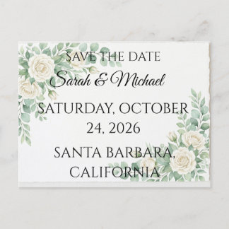 Cartão Postal De Convite Elegant Eucalyptus Save the Date Postcard