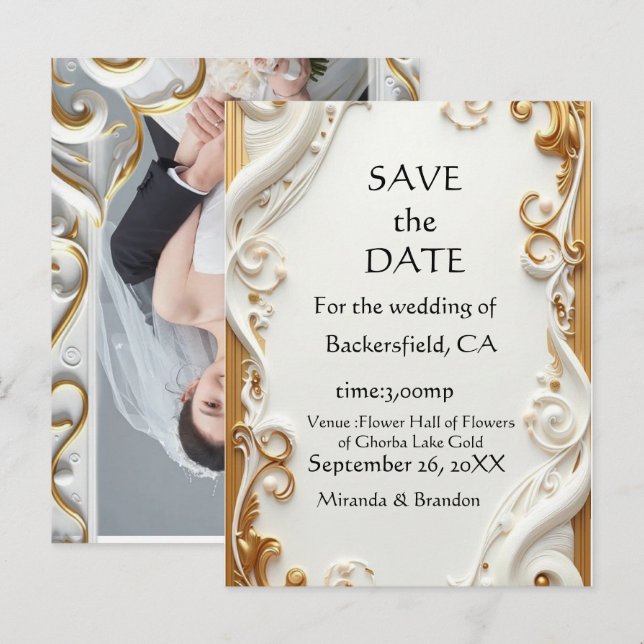 Cartão Postal De Convite "Elegant Golden Botanical Wedding Invitation - Foi (Frente/Verso)