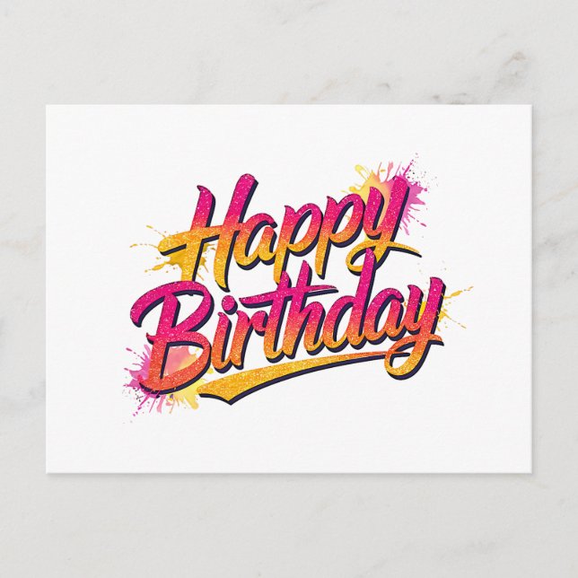 Cartão Postal De Convite Elegant Happy Birthday Invitation (Frente)