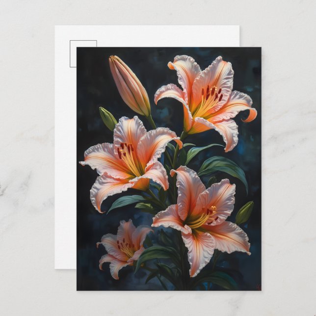 Cartão Postal De Convite Elegant Lily Flower Art – Premium Prints & Unique  (Frente/Verso)