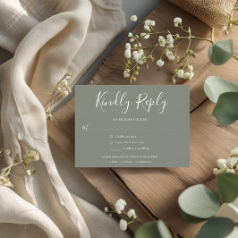 Cartão Postal De Convite Elegant Minimal Olive Green Wedding RSVP