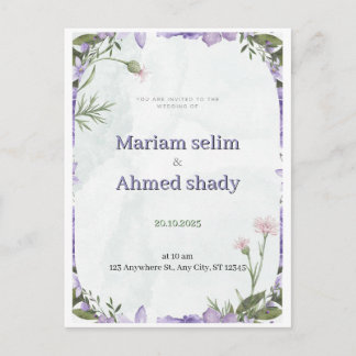 Cartão Postal De Convite Elegant Watercolor Floral Arch Wedding Invitation