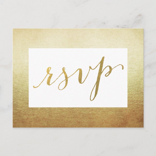 Cartão Postal De Convite Elegante Border Faux Gold Foil Weding RSVP (Frente)