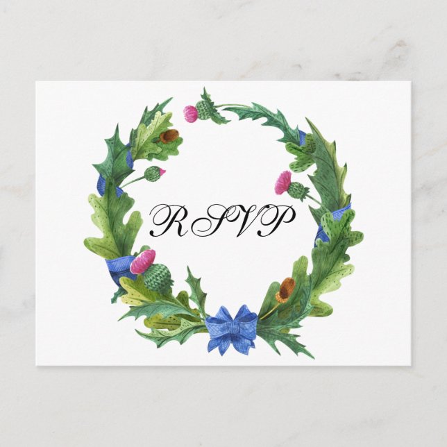 Cartão Postal De Convite Elegante Escocês Thistle Meal Choice RSVP (Frente)