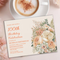 Elegante Flor de Cor Creme Pêssego 100º Aniversári