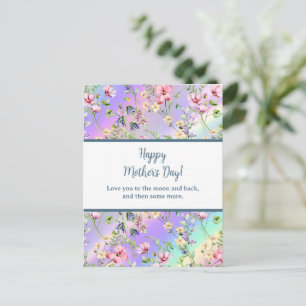 Cartão Postal De Convite Elegante Floral em Aquarela para Feliz Dia das Mãe