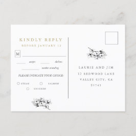 Cartão Postal De Convite Elegante Magnolia Wedding RSVP com Escolha Média