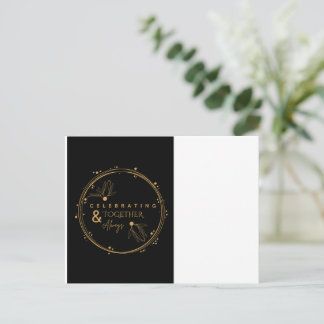 Cartão Postal De Convite Elegante Preto Dourado Celebrando Sempre Aniversár