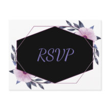 Elegante Quadro geométrico rsvp floral roxo