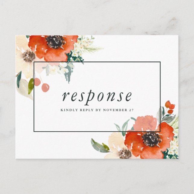 Cartão Postal De Convite Elegantes Tradições Florais RSVP com Escolha de Re (Frente)