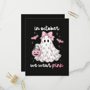 Cartão Postal De Convite em outubro usamos rosa fantasma Halloween
