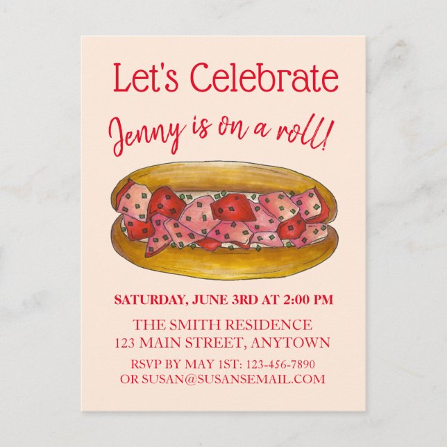 Cartão Postal De Convite Em Parabéns de lagosta Maine ME Foodie (Frente)