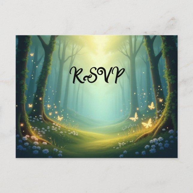 Cartão Postal De Convite Encantada Sunlit Glimmer Grove (Frente)