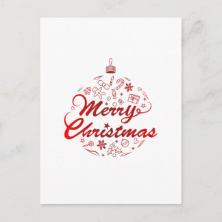 Cartão Postal De Convite Enfeite Vermelho de Natal Bolha Natalícia