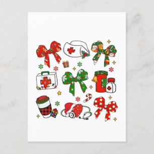 Cartão Postal De Convite Enfermeira de Natal Enfermeira de Arco Coquette - 