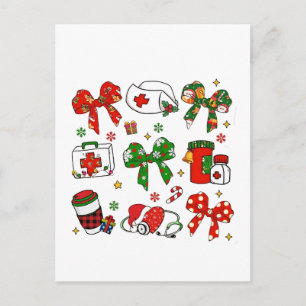 Cartão Postal De Convite Enfermeira de Natal Enfermeira de Arco Coquette - 