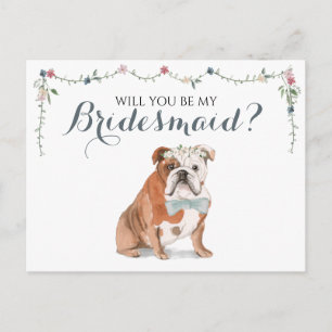 Cartão Postal De Convite English Bulldog Cortejo de Noiva Seja Minha Dama d