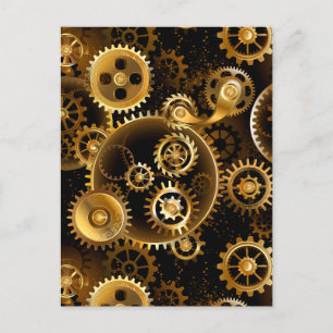 Cartão Postal De Convite Engrenagens de latão Steampunk perfeitas