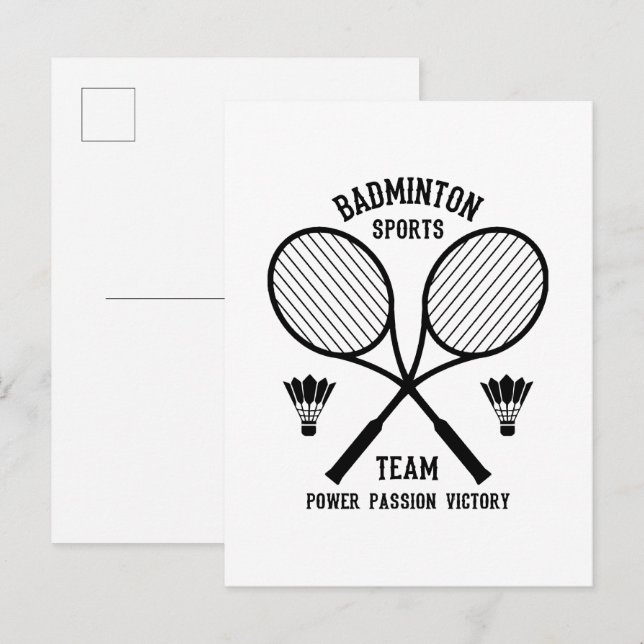 Cartão Postal De Convite Equipe de Esportes de Badminton (Frente/Verso)