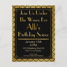 Escamas de Sereia Art Deco - Preto e Dourado