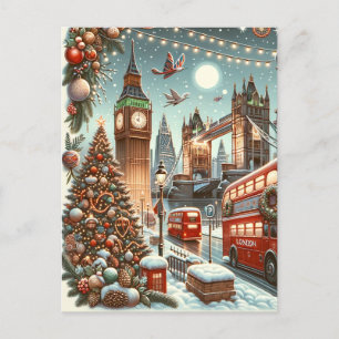 Cartão Postal De Convite Esplendor festivo de Londres - Carro de Natal vibr