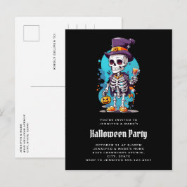 Cartão Postal De Convite Esqueleto legal no Halloween do Top Halloween