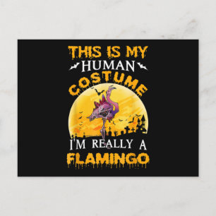 Cartão Postal De Convite Este É Meu Disfarce Humano Flamingo Halloween Real