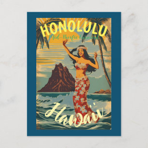 Cartão Postal De Convite Estilo Vintage Viagem Honolulu Médio Havaiano - Pa