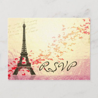 Cartão Postal De Convite Eu amo Paris em Springtime - RSVP Card