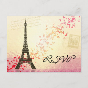 Cartão Postal De Convite Eu amo Paris em Springtime - RSVP Card