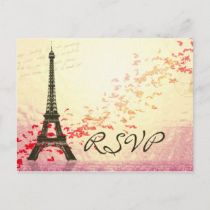 Cartão Postal De Convite Eu amo Paris na primavera - cartão de RSVP