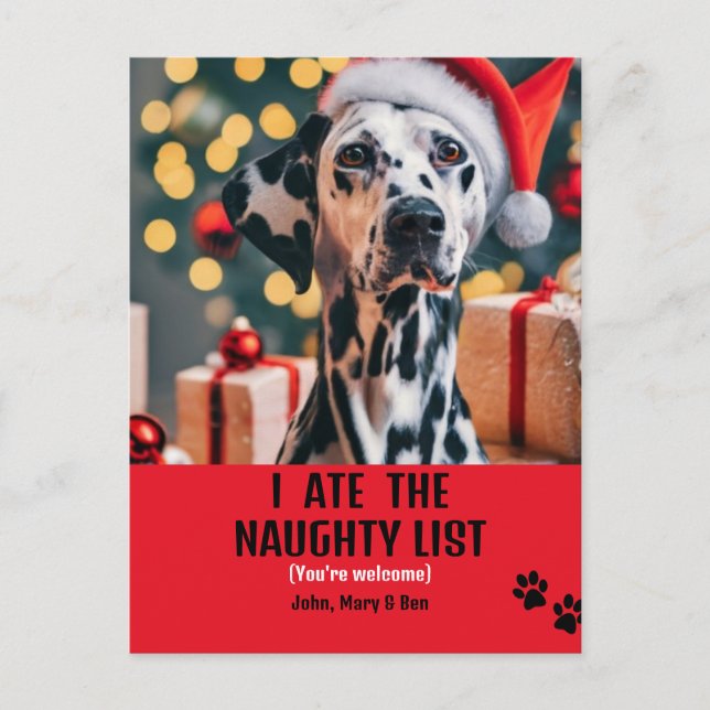 Cartão Postal De Convite Eu comi Férias Vermelhas de Natal Pet List (Frente)