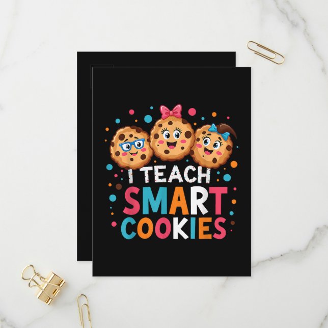 Cartão Postal De Convite Eu Ensino Biscoitos Inteligentes Professor Volta à (Frente/Verso In Situ)