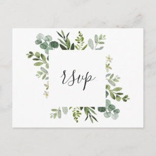 Cartão Postal De Convite Eucalipto Folhagem Verde RSVP
